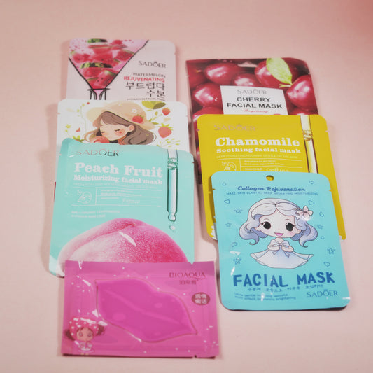 SADOER Pack of 7 Fruit Brightening Hydrating Face Sheet Mask