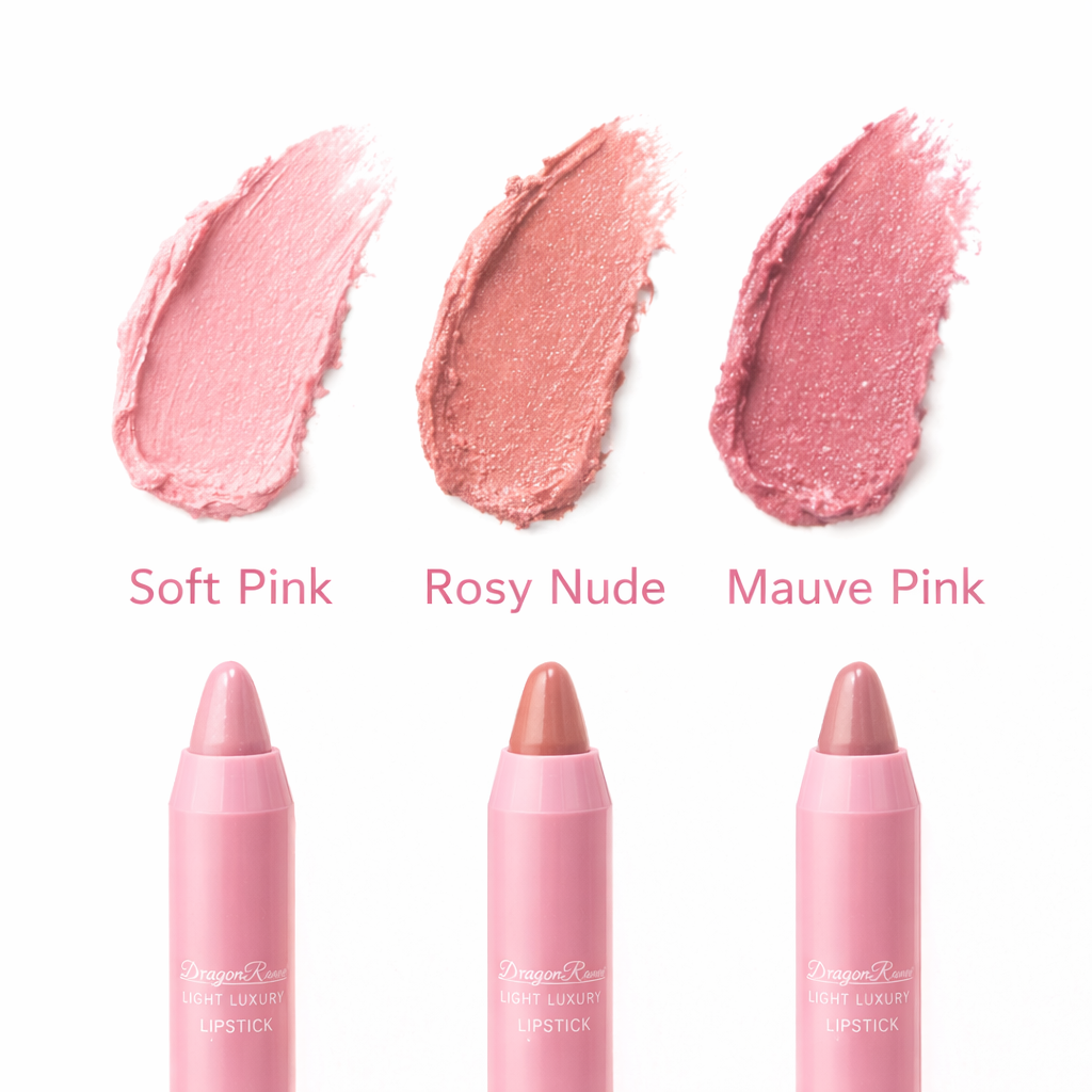 Dragon Ranee Velvet Crayon Case Lipstick Soft Matte Three Flower Nude Shades Set