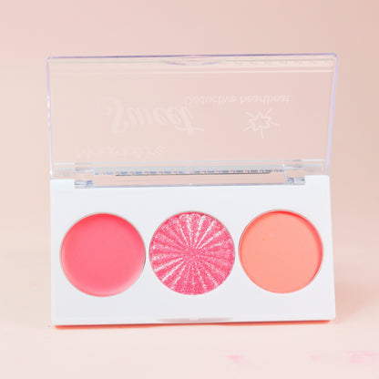Mocallure Midi Blush Palette (Cream Blush, Highlighter, Powder Blush)