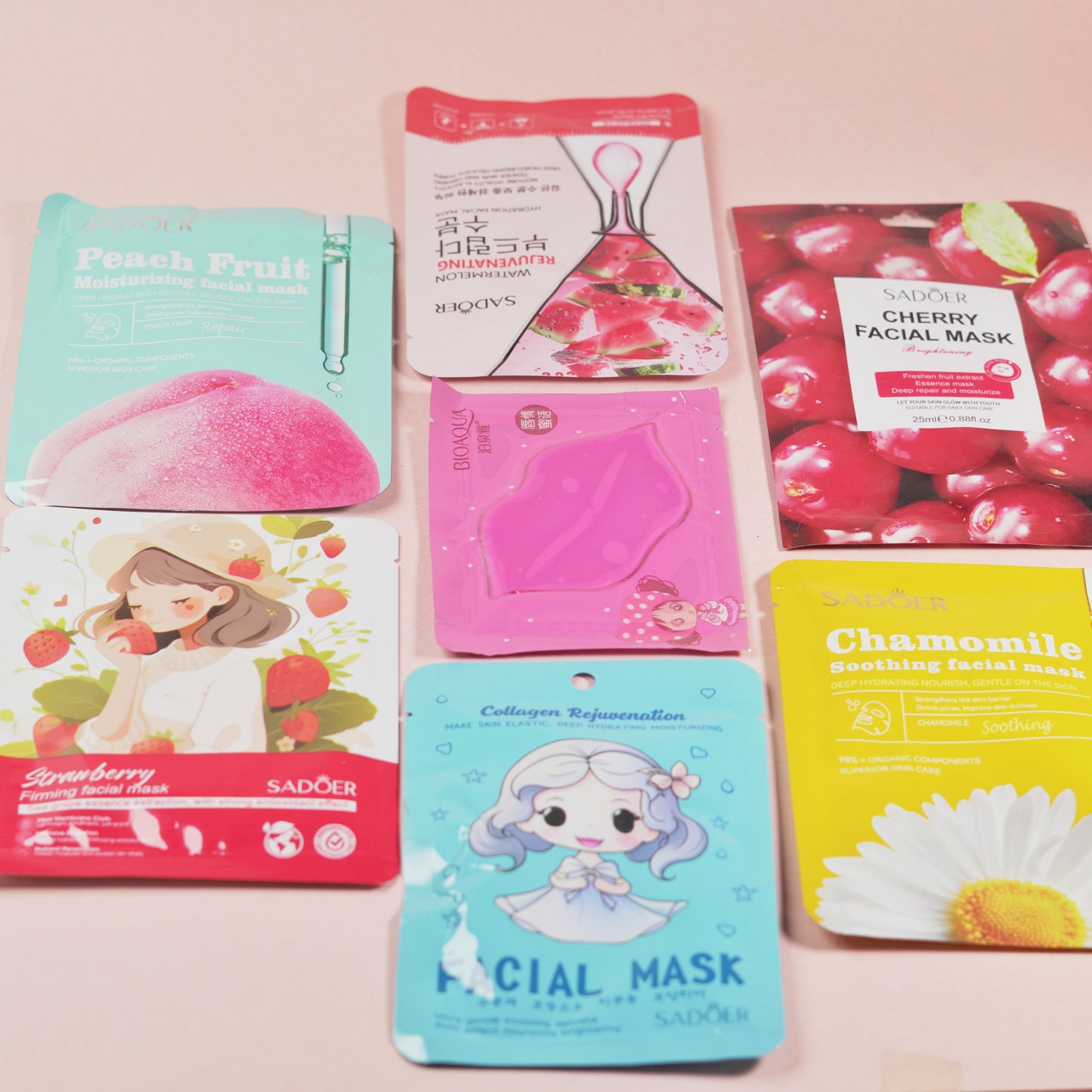 SADOER Pack of 7 Fruit Brightening Hydrating Face Sheet Mask