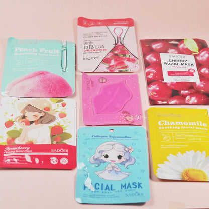 SADOER Pack of 7 Fruit Brightening Hydrating Face Sheet Mask